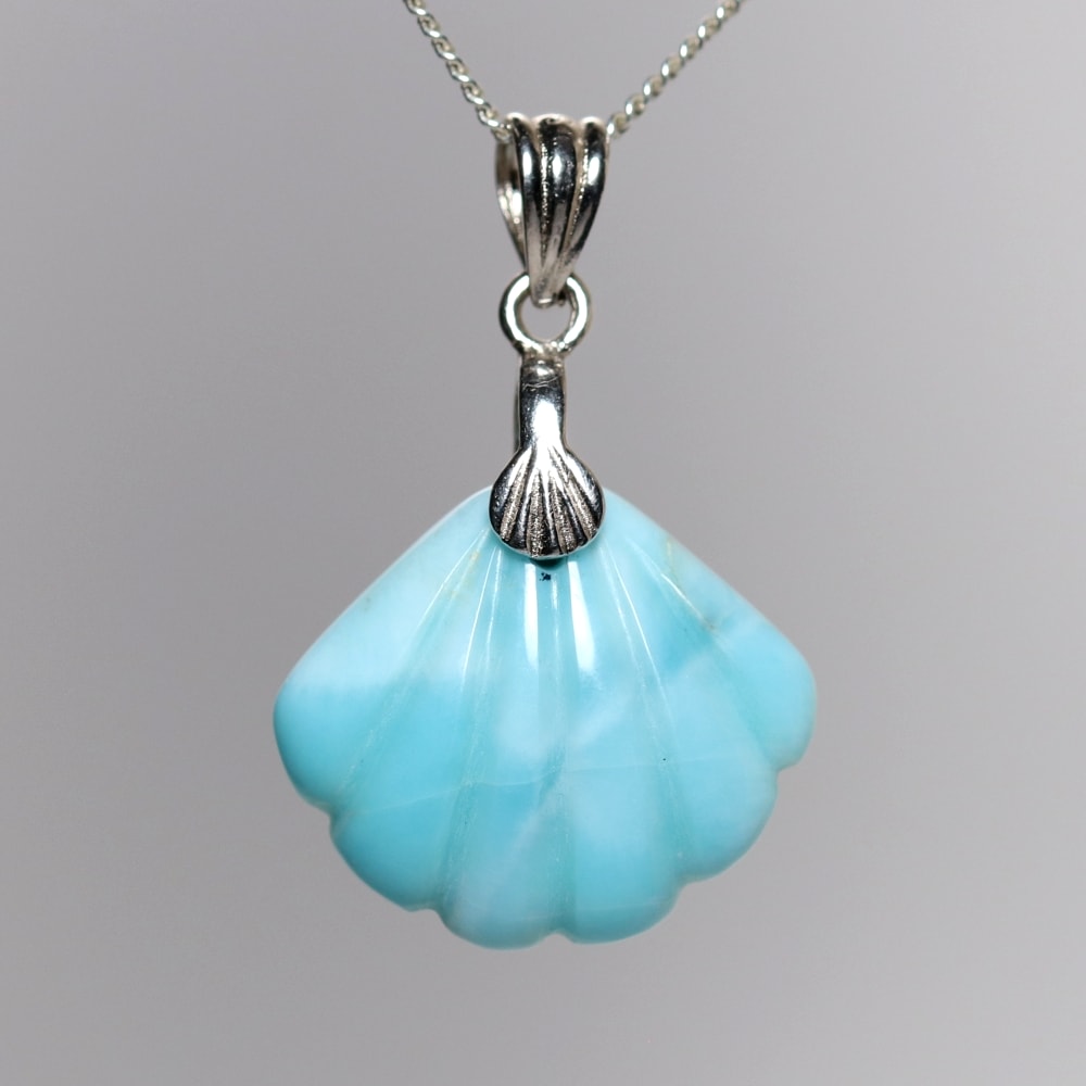 特別価格]ドミニカ共和国産ラリマーシェルカットペンダントトップ