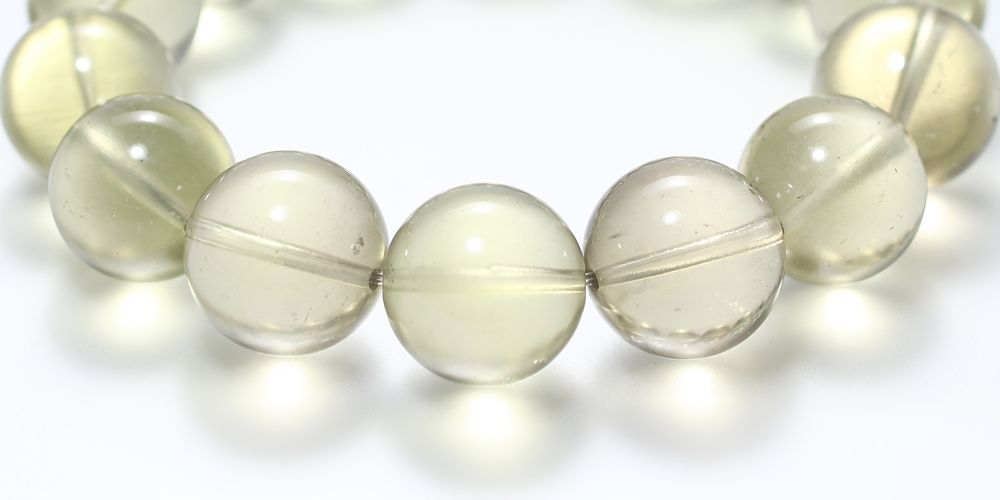 価格改定】[最高品質]天然リビアングラスブレスレット（約16.5mm玉