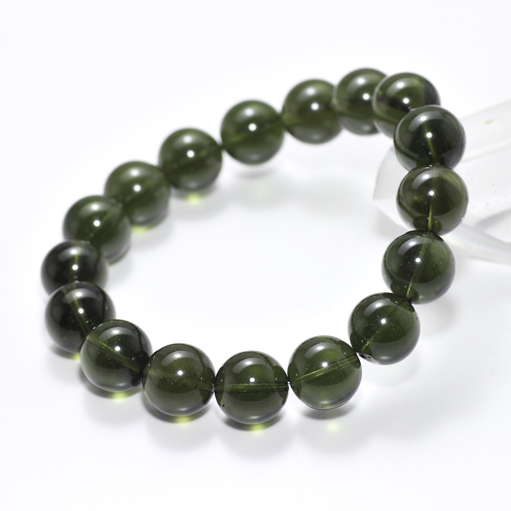 トップクォリティ]天然モルダバイトブレスレット/若干欠けのある珠が