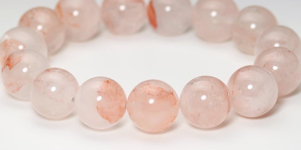 高品質]マニカラン産ヒマラヤ水晶ブレスレット（約14mm玉/ライモナイト