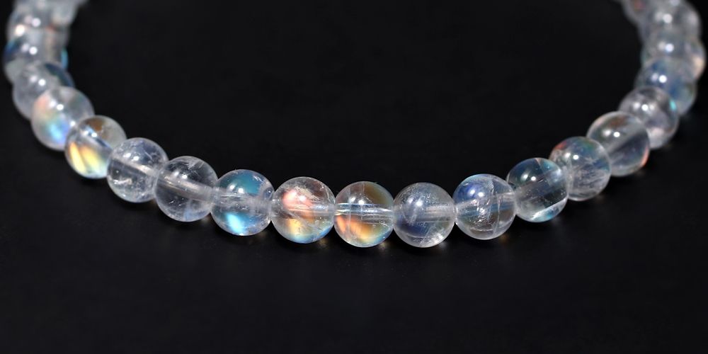 高品質++]別鉱床マダガスカル産ホワイトラブラドライトブレスレット