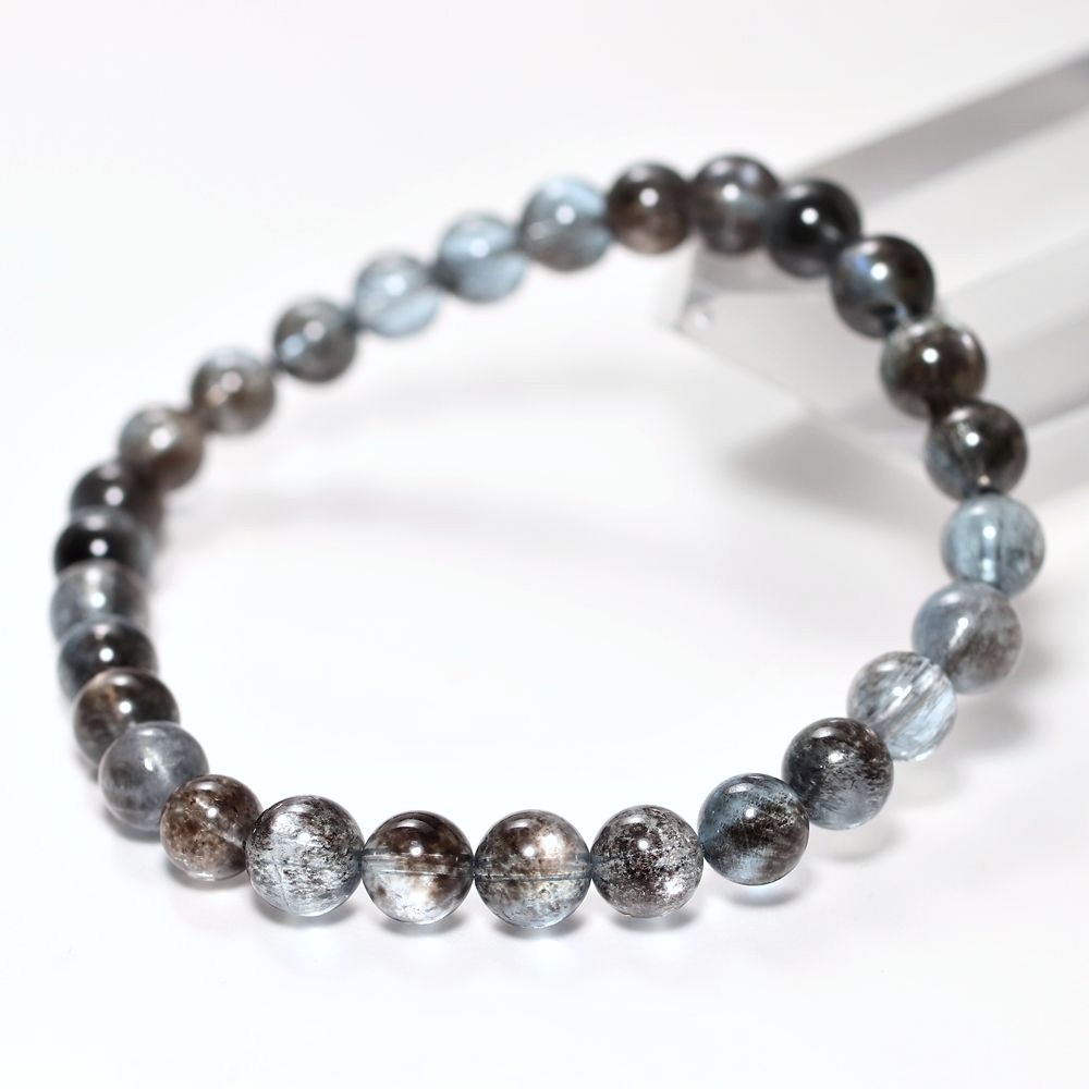 高品質++]スターモスアクアマリンブレスレット/ブラックレイン（約6.5