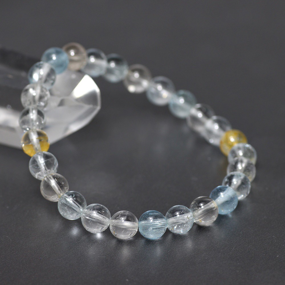 高品質++]ナチュラルトパーズブレスレット（約7.5mm玉/非加熱ミックス