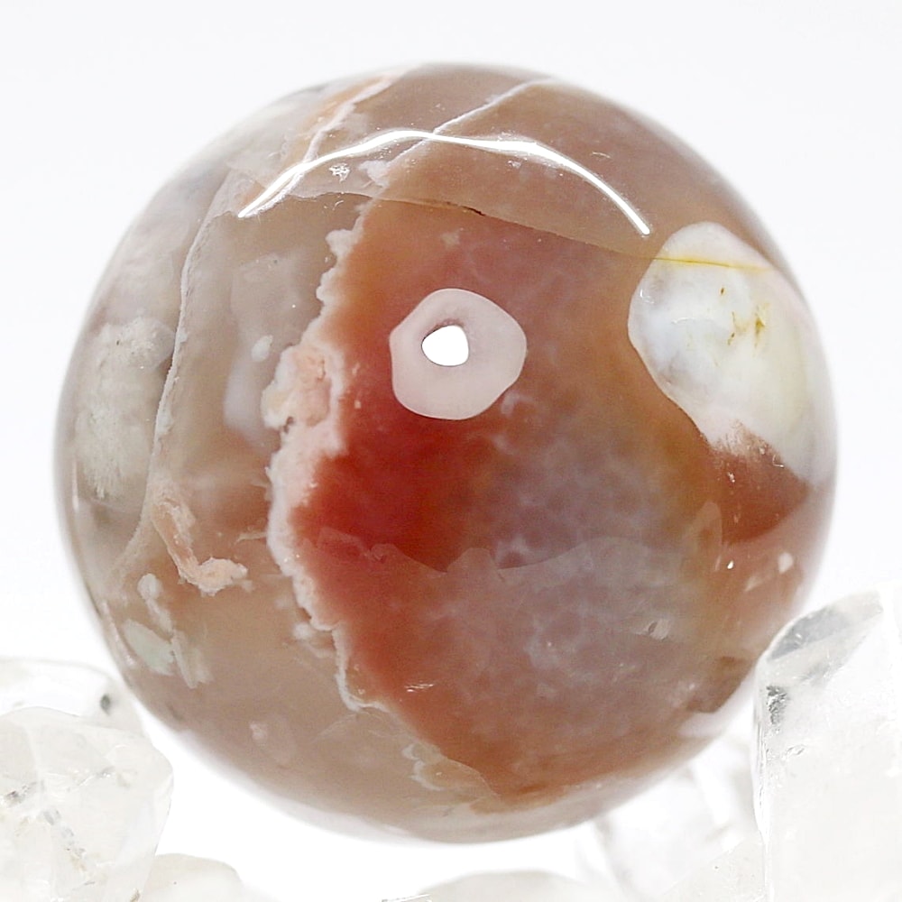天然無着色]マダガスカル産チェリーブロッサムアゲートスフィア/桜瑪瑙