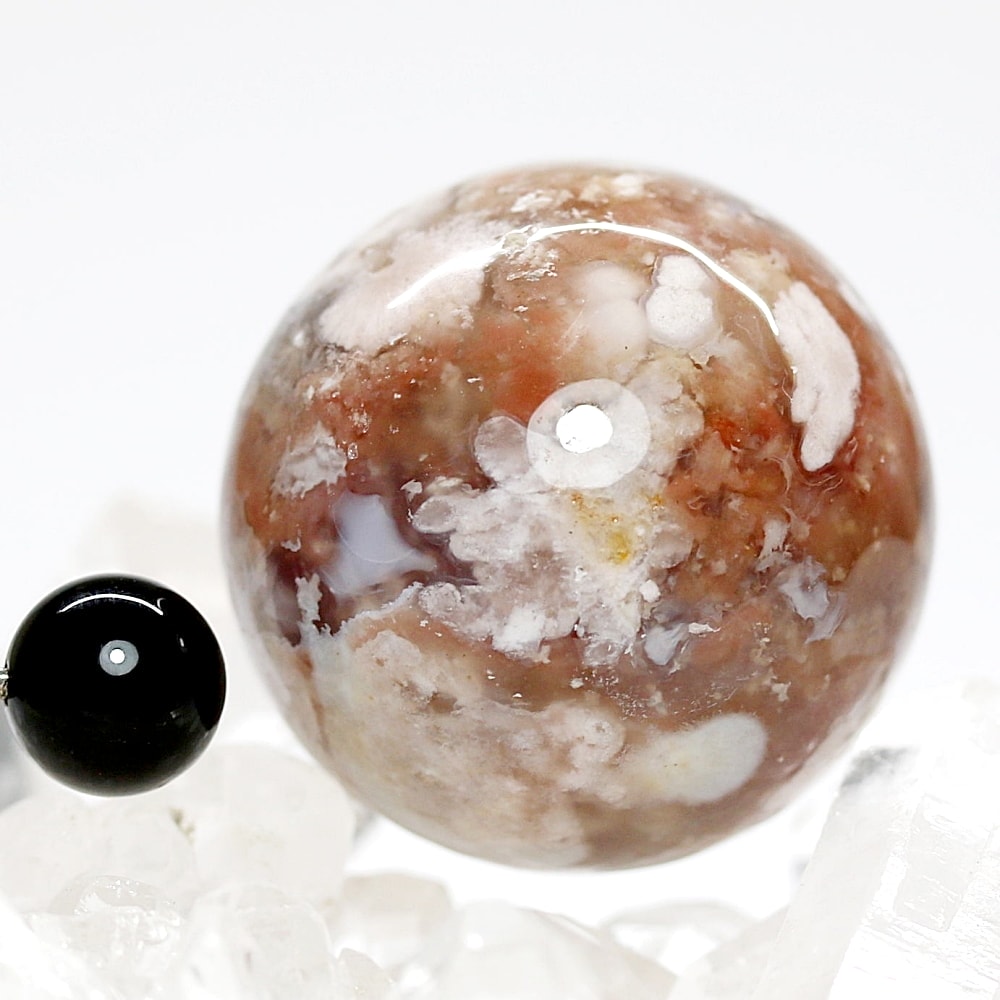 天然無着色]マダガスカル産チェリーブロッサムアゲートスフィア/桜瑪瑙