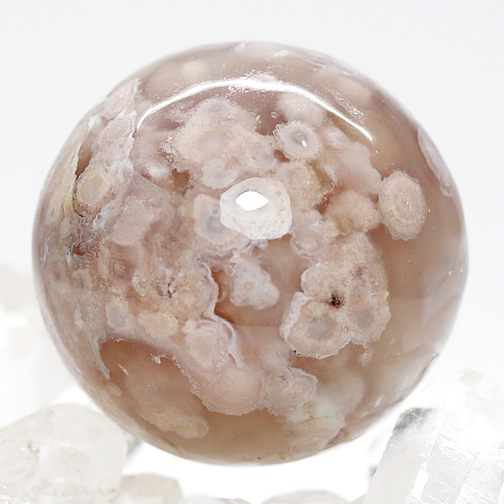天然無着色]マダガスカル産チェリーブロッサムアゲートスフィア/桜瑪瑙