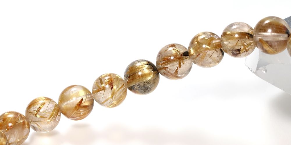 特別価格/3A++]太陽放射ルチルクォーツブレスレット（約7.5mm玉