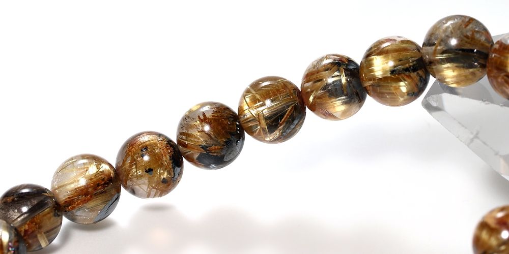 高品質++]太陽放射ルチルクォーツブレスレット（約9mm玉） - 埼玉県