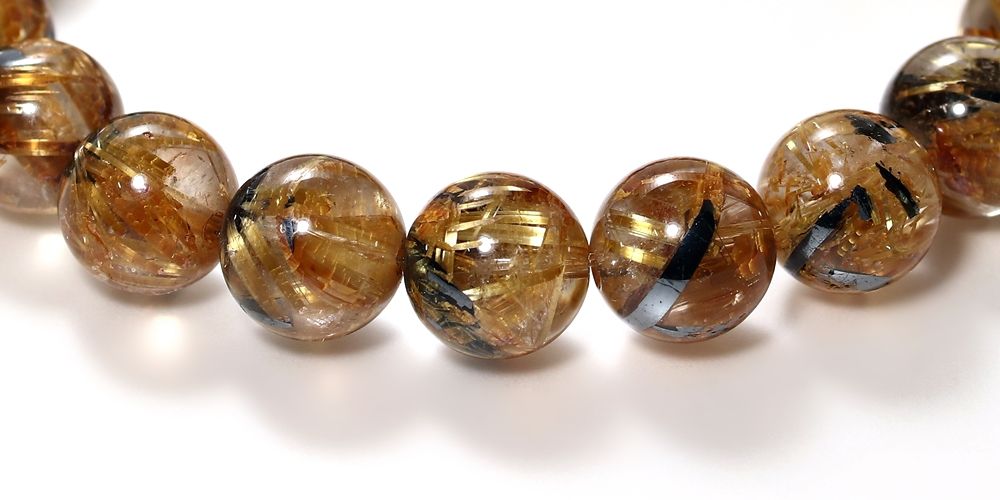 高品質++]太陽放射ルチルクォーツブレスレット（約9.5mm玉） - 埼玉県