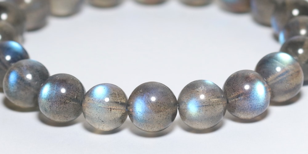 高品質++]ラブラドライトブレスレット（約10mm玉・鮮やかなブルー