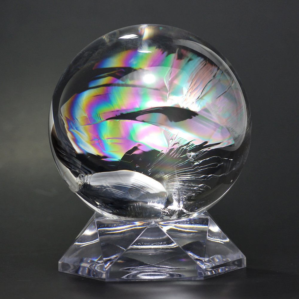 トップクォリティ]レインボー水晶玉/アイリスクォーツスフィア（丸玉