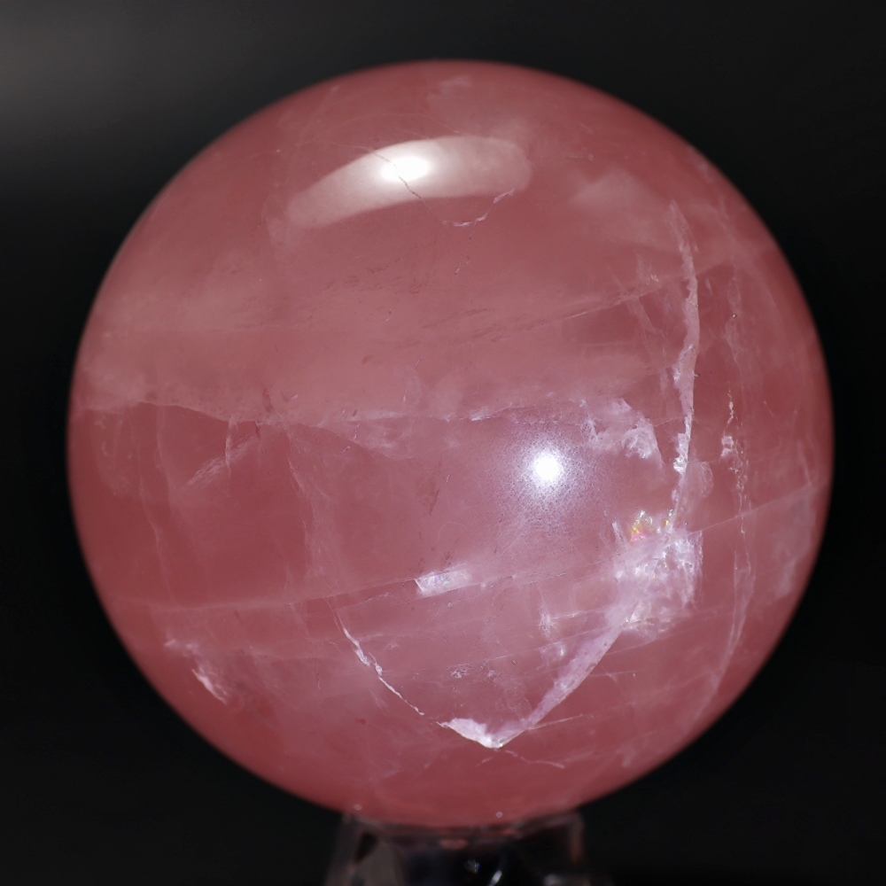 高品質]ブラジル産ローズクォーツ丸玉/大玉スフィア（球体直径75.4mm