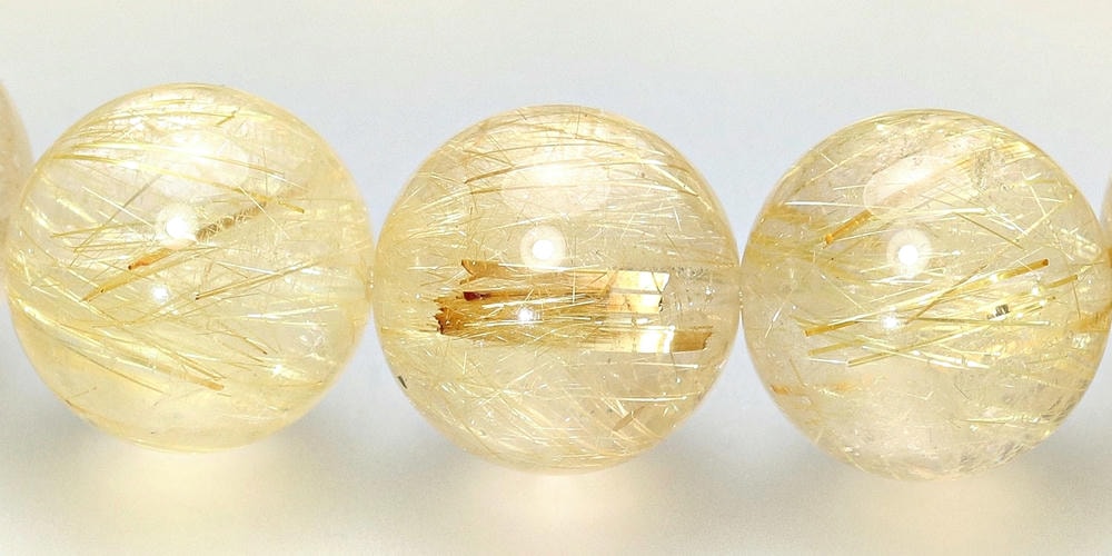 高品質]ゴールドルチルクォーツブレスレット（約14.5mm玉） - 埼玉県