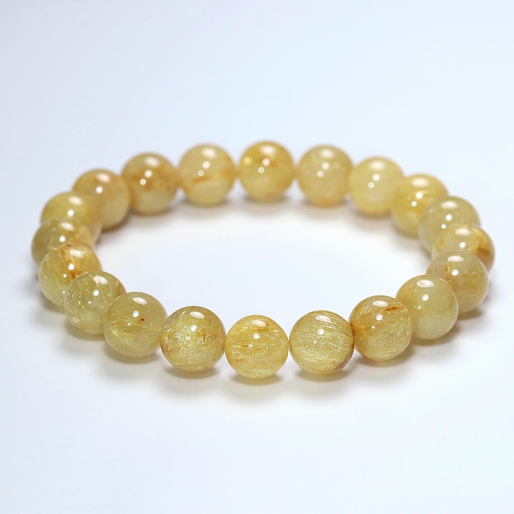 特別価格/3A]ゴールドルチルクォーツブレスレット（約9.5mm玉） - 埼玉