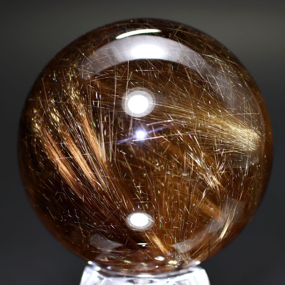 高品質]ブラジル産ゴールドルチルクォーツ丸玉/スフィア（球体直径51.5