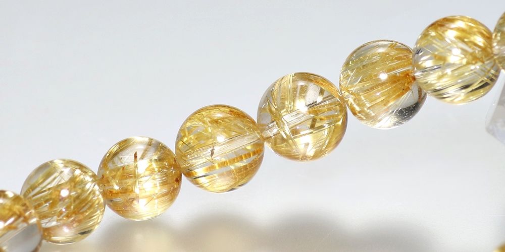 トップクォリティ]ゴールドルチルクォーツブレスレット（約10.5mm玉