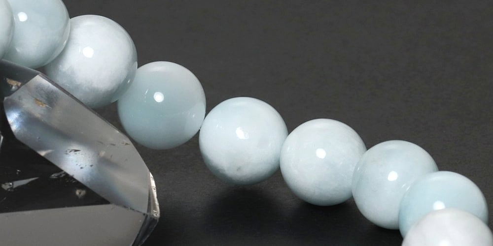 高品質]ホワイトアイスラリマーブレスレット（約11.5mm玉） - 埼玉県