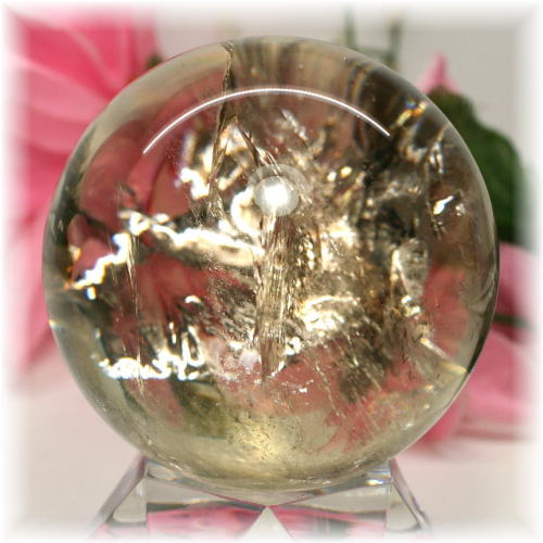 ブラジル産]天然虹入りシトリン丸玉/スフィア（非加熱・無着色