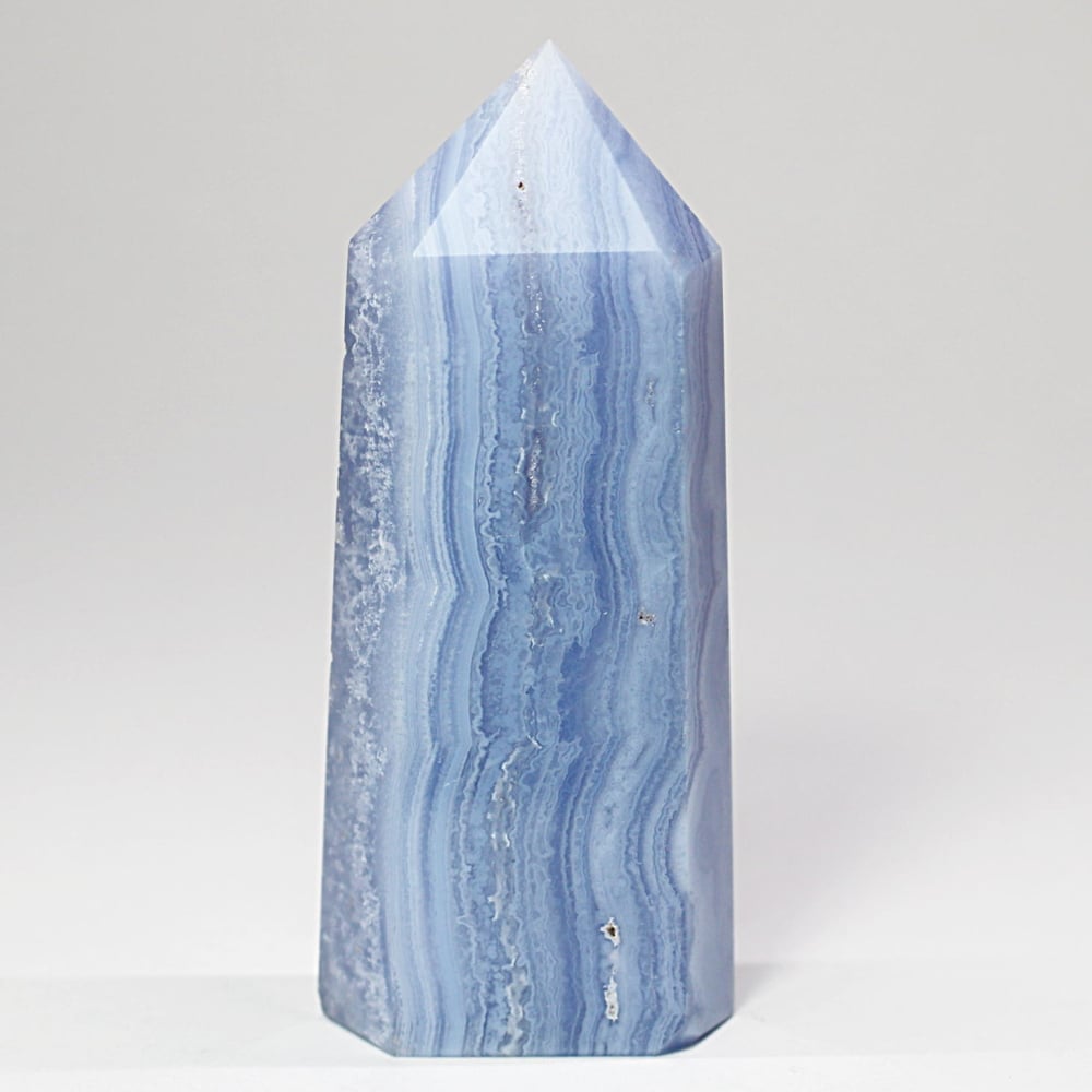 南アフリカ産]ブルーレースアゲートポリッシュポイント/空色縞瑪瑙