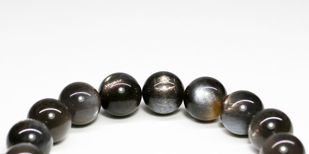 高品質++]ブラックサンムーンストーンブレスレット（約11.5mm玉