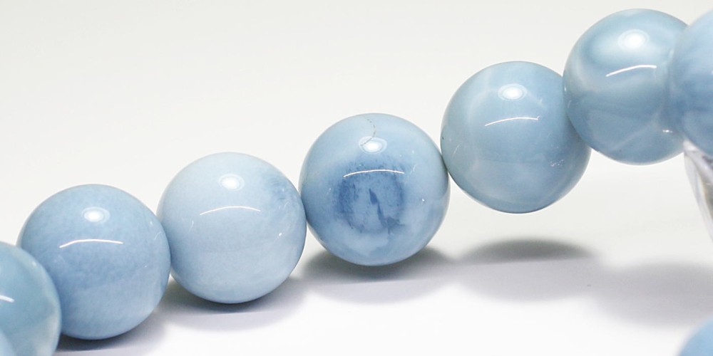 高品質]マダガスカル産ブルーオパールブレスレット（約14mm玉） - 埼玉