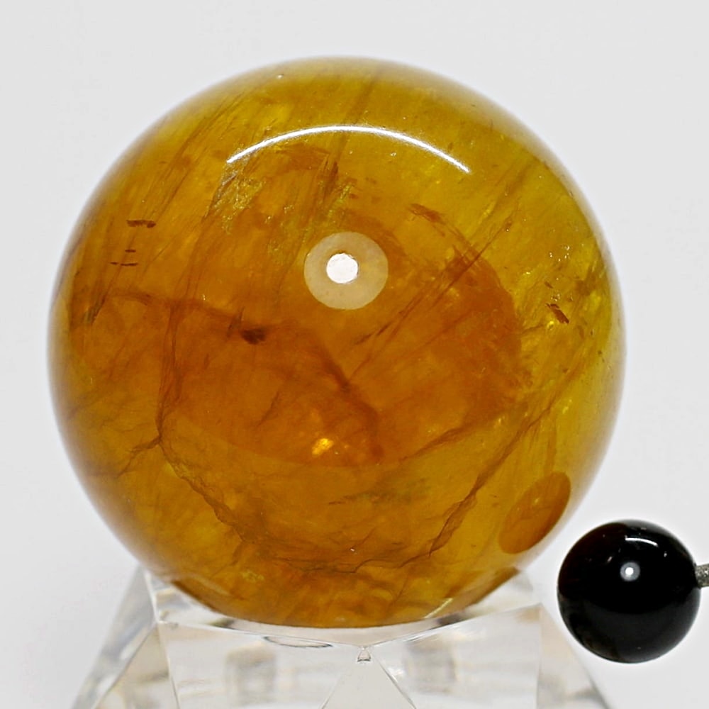 モロッコ産ハニカムストラクチャーフルオライト丸玉/ゴールデンフロー