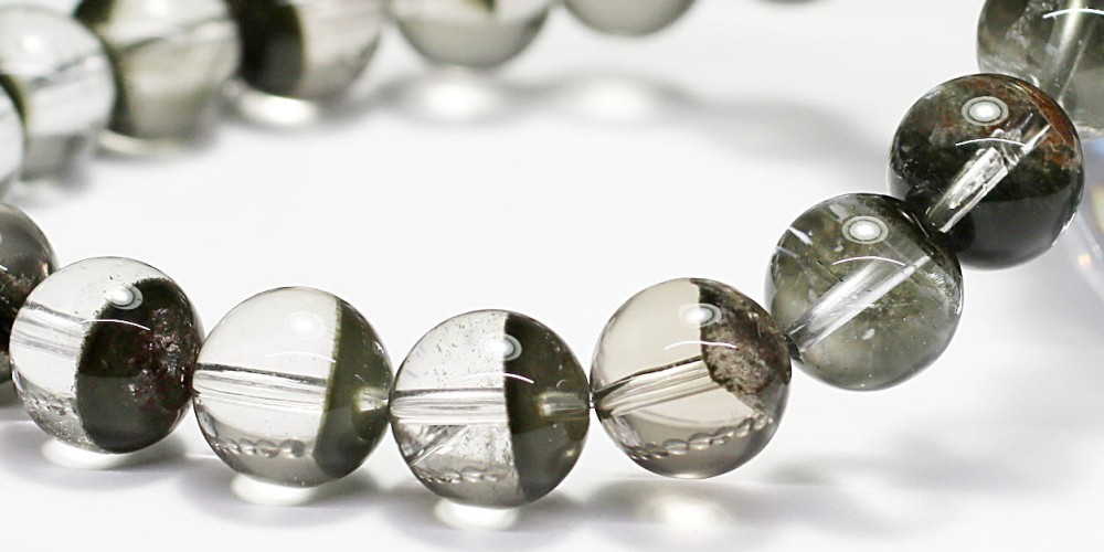 高品質]グリーンガーデンクォーツブレスレット/スモーキー水晶粒あり