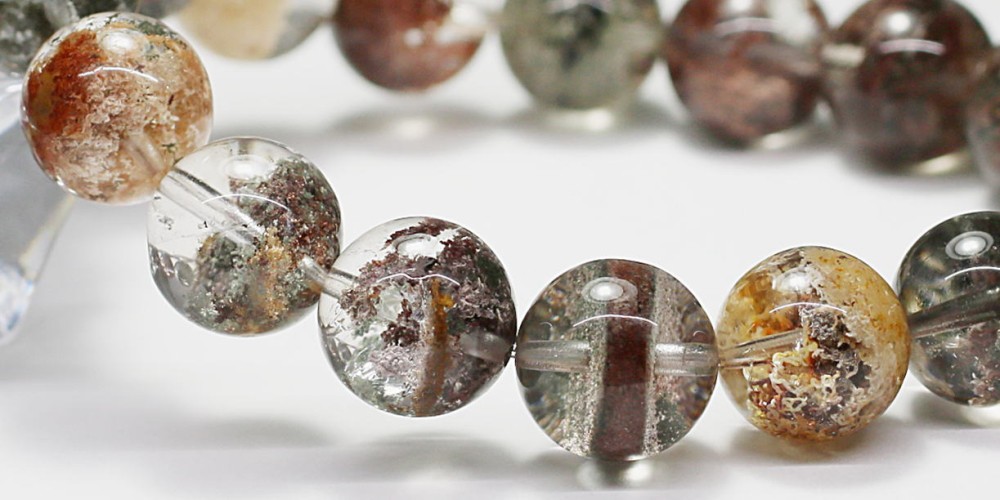 高品質]ミックスガーデンクォーツブレスレット/ガーデン水晶（約12mm玉