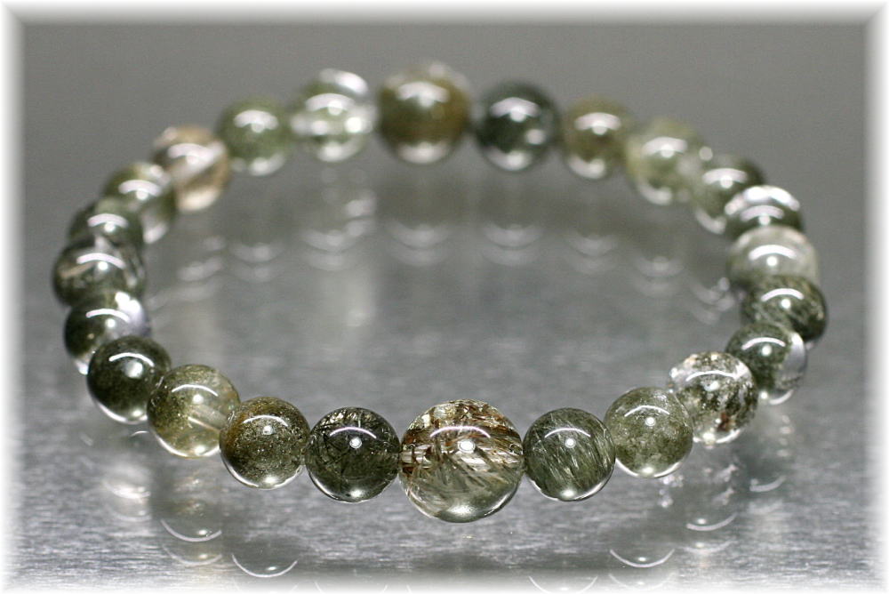 ガネッシュヒマール産]ヒマラヤ水晶特選ブレスレット（クローライト