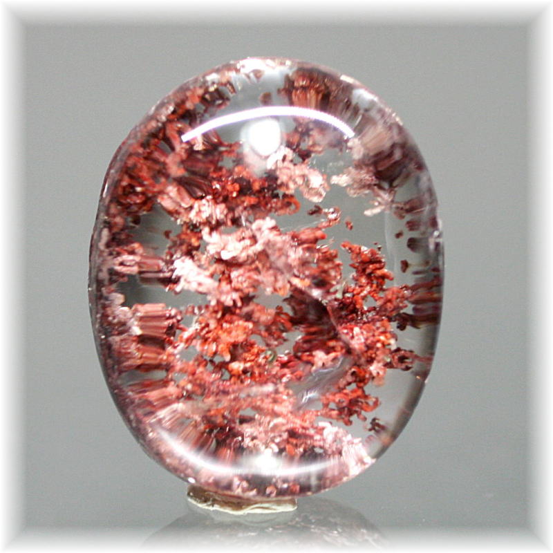 ガーデンクォーツピンクオレンジ花畑ファントム有レインボー入り天然石