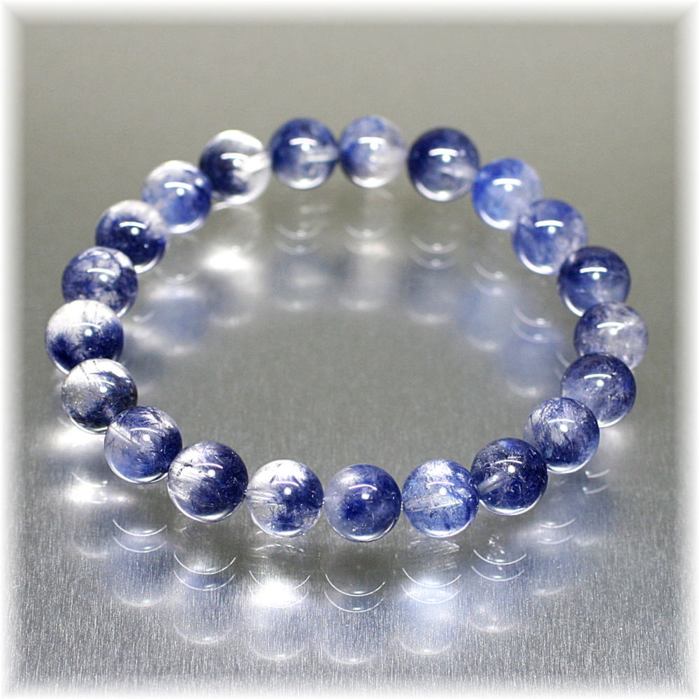 高品質]デュモルチェライトインクォーツブレスレット（約9.5mm玉