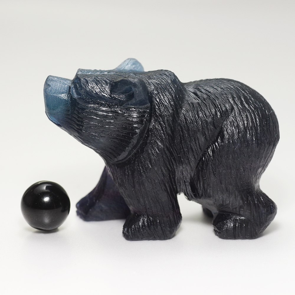 天然レインボーフローライト彫刻クマ（置物） - 埼玉県吉川市の天然石