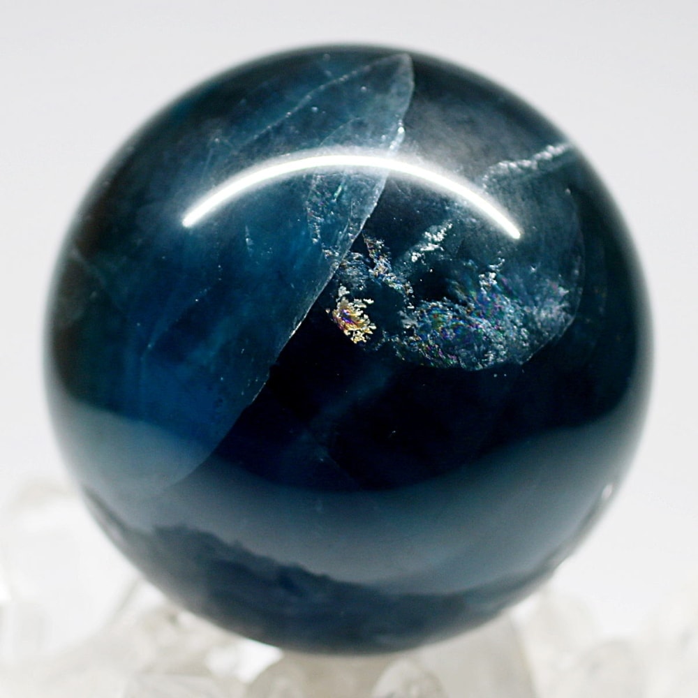 高品質]ディープブルーフローライト丸玉/スフィア（直径70.4mm