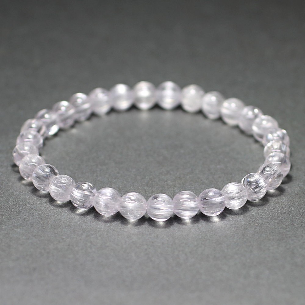 高品質++]ホワイトピンククンツァイトキャッツアイブレスレット（約6mm