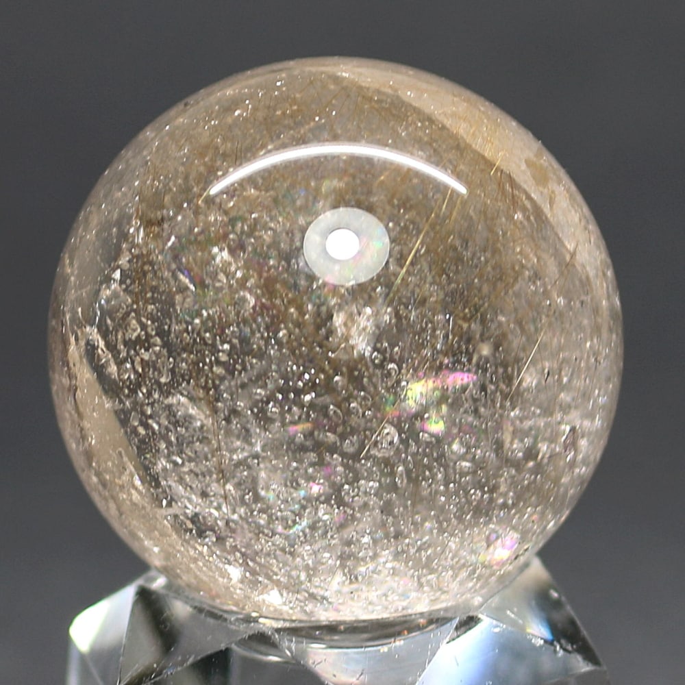 高品質]インド/マニハール産ヒマラヤ水晶丸玉/ルチルクォーツスフィア