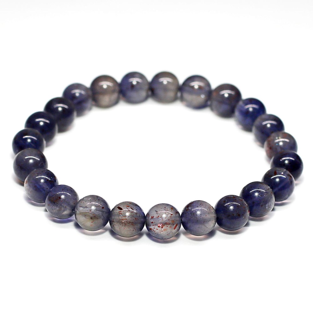 高品質]アイオライトサンストーンブレスレット（約8mm玉・クリアー