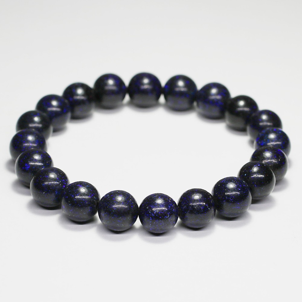 高品質++]ブラックマトリックスオパールブレスレット/ブルー系（約10mm