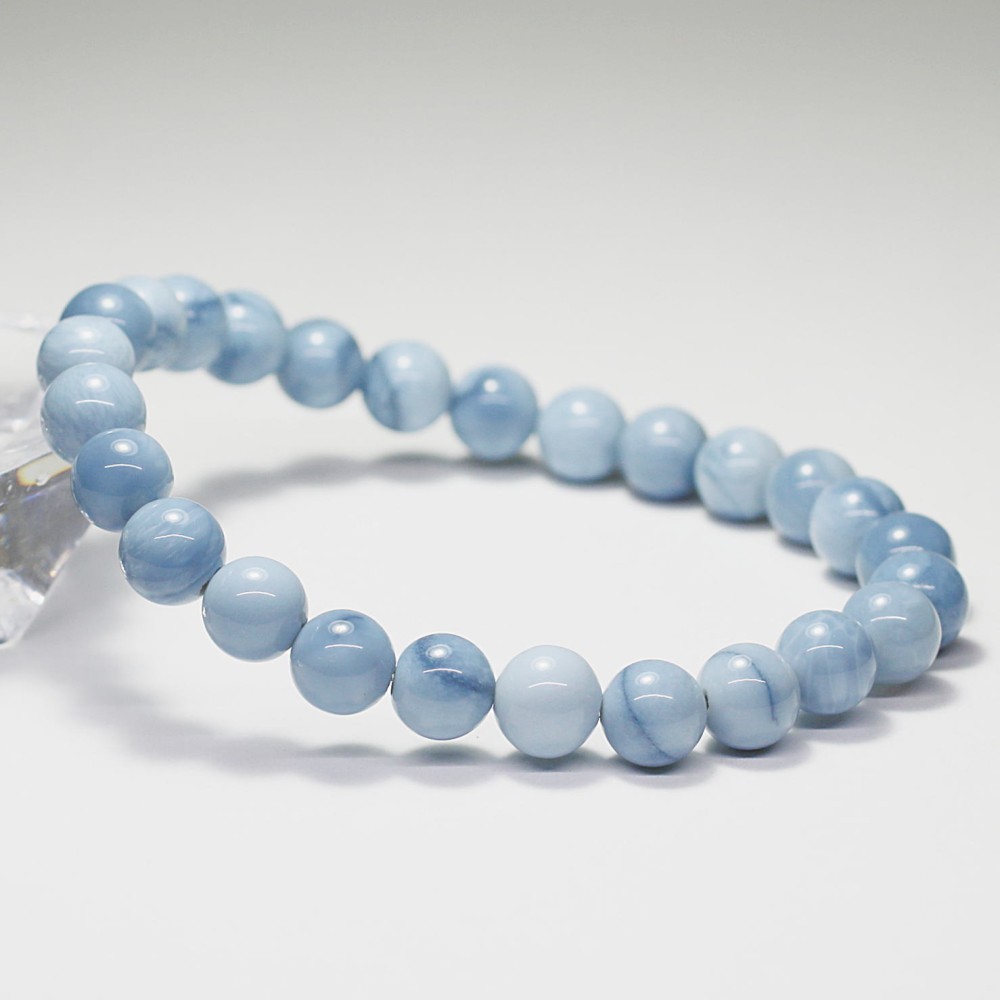 高品質]マダガスカル産ブルーオパールブレスレット（約8mm玉） - 埼玉