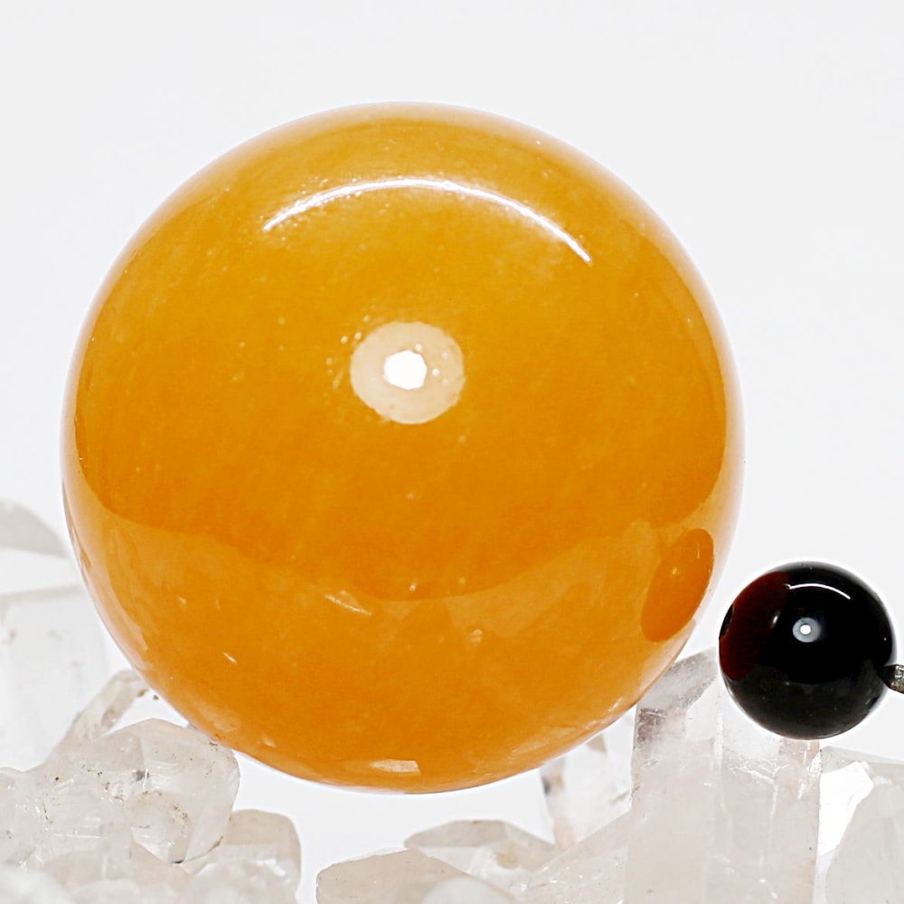 高品質]オレンジカルサイト丸玉/スフィア（直径約40.4mm） - 埼玉県