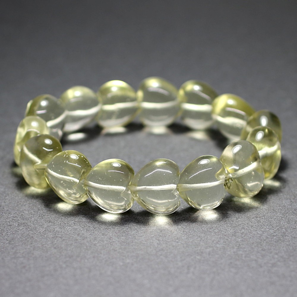 最高品質]天然リビアングラスブレスレット（ハートシェイプカット