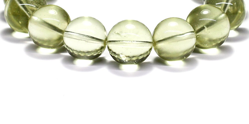 最高品質]天然リビアングラスブレスレット（約15mm大玉・鑑別書付
