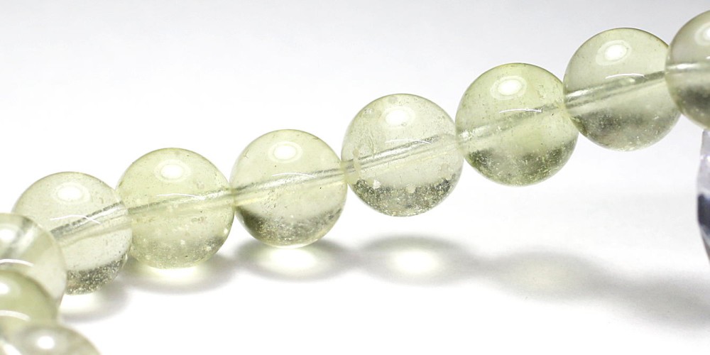 価格改定】[高品質++]天然リビアングラスブレスレット（約11mm玉