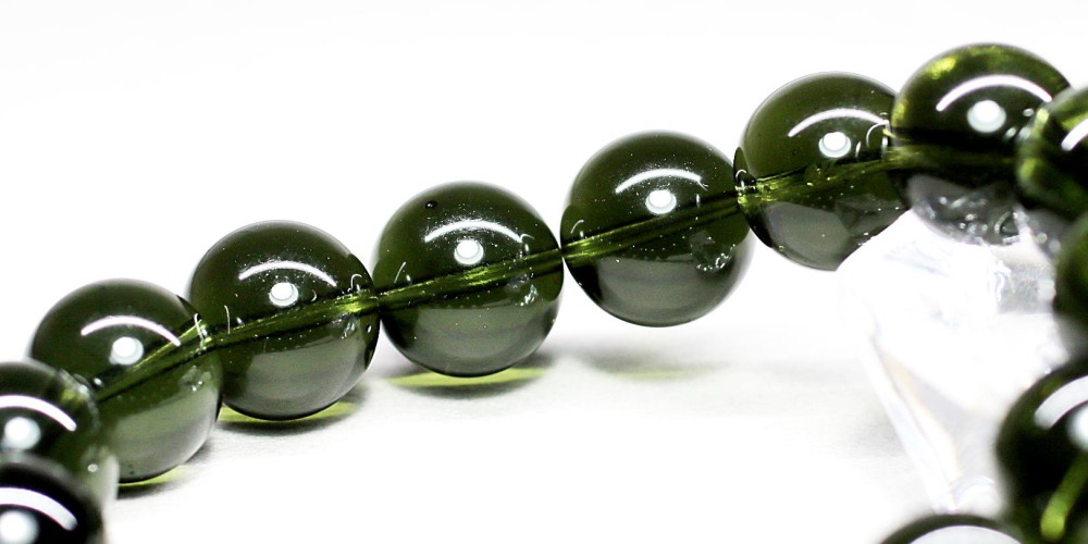 高品質++]天然モルダバイトブレスレット（希少な約14mm玉・鑑別書付