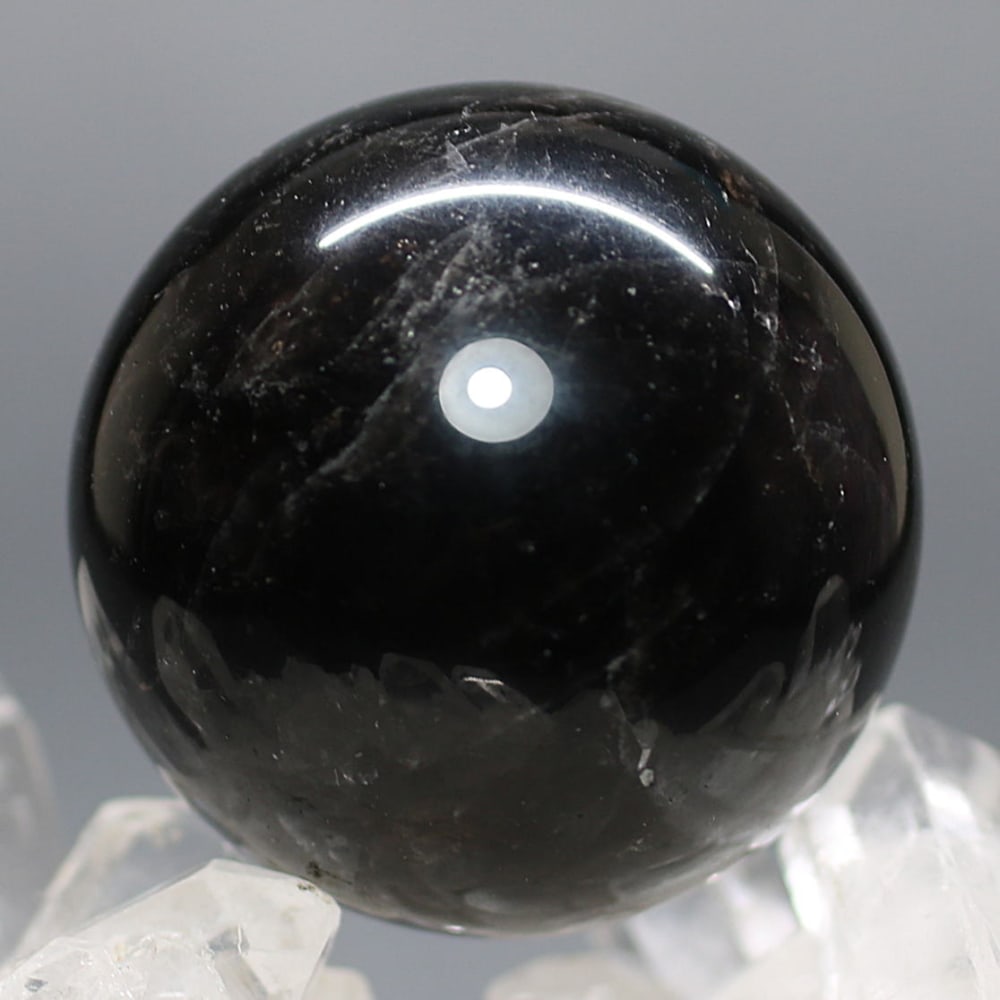 山東省産スターモリオン丸玉/天然黒水晶スフィア（直径39.4mm） - 埼玉