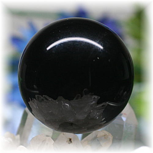 山東省産]モリオン丸玉/天然黒水晶スフィア - 埼玉県吉川市の天然石