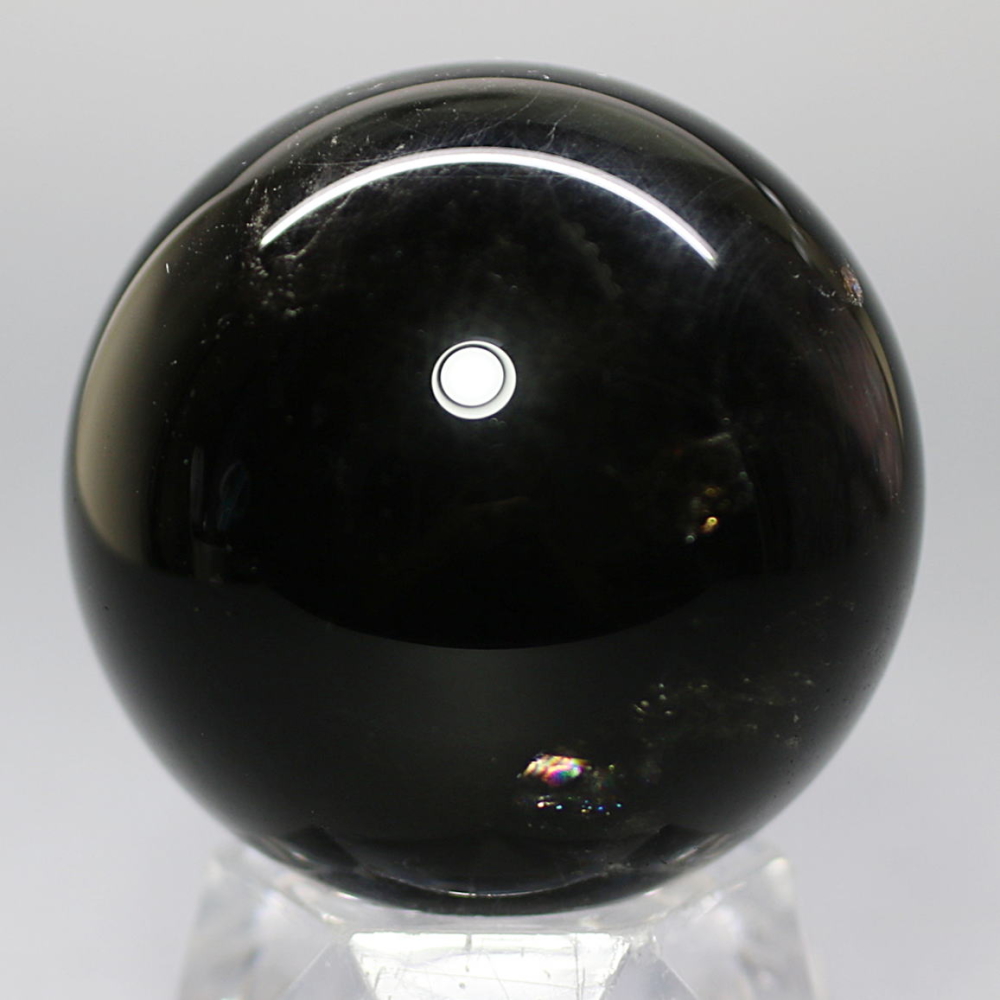 高品質・山東省産]モリオン丸玉/天然黒水晶スフィア（直径約47.4mm