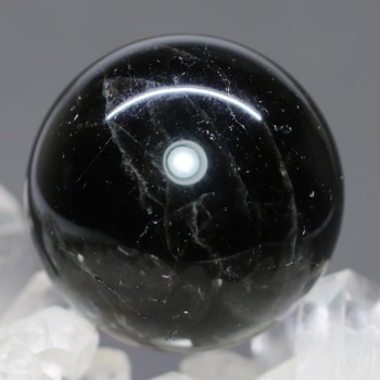 山東省産]モリオン丸玉/天然黒水晶スフィア（直径約36.7mm） - 埼玉県