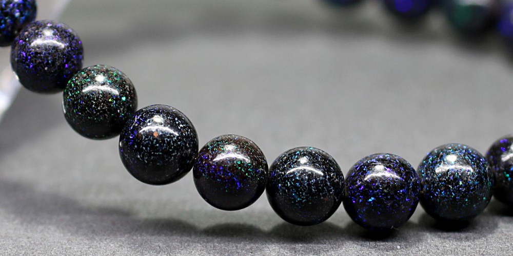 高品質++]ブラックマトリックスオパールブレスレット（約8mm玉