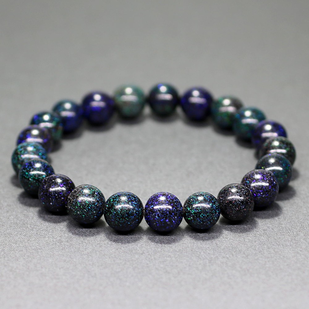 高品質++]ブラックマトリックスオパールブレスレット（約9mm玉