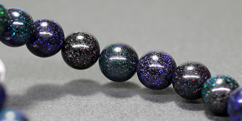 高品質++]ブラックマトリックスオパールブレスレット（約9mm玉